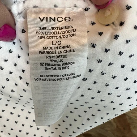 Vince Classic Fit Micro Print Button Down Shirt Short Sleeve Size Large - Picture 6 of 7